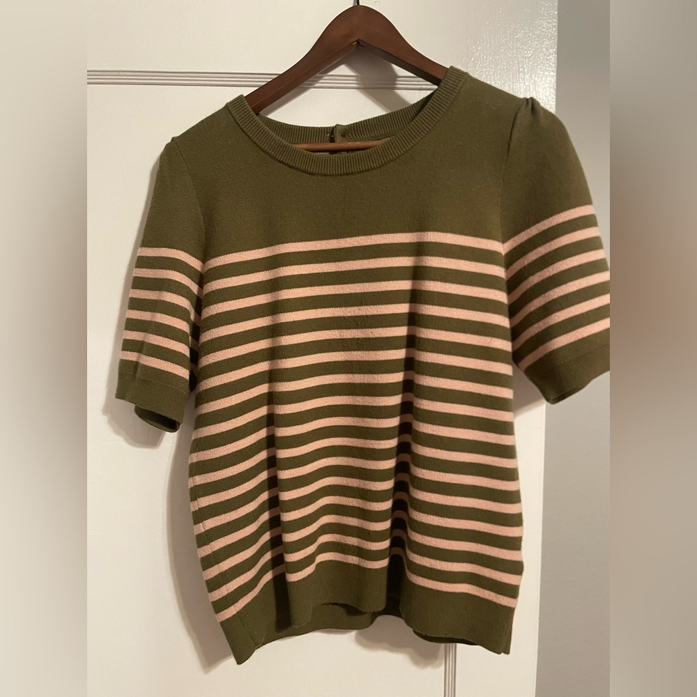 Anthropologie Maeve Olive and Pink Sweater